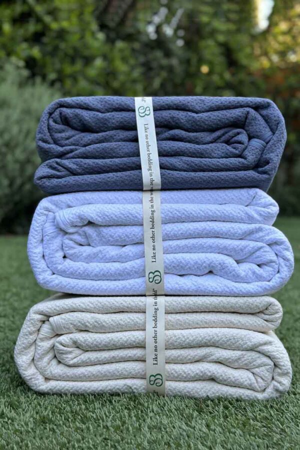 100% Organic Cotton Honeycomb Jacquard Blanket - Image 4